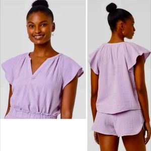 Universal Thread Flutter Short Sleeve Blouse